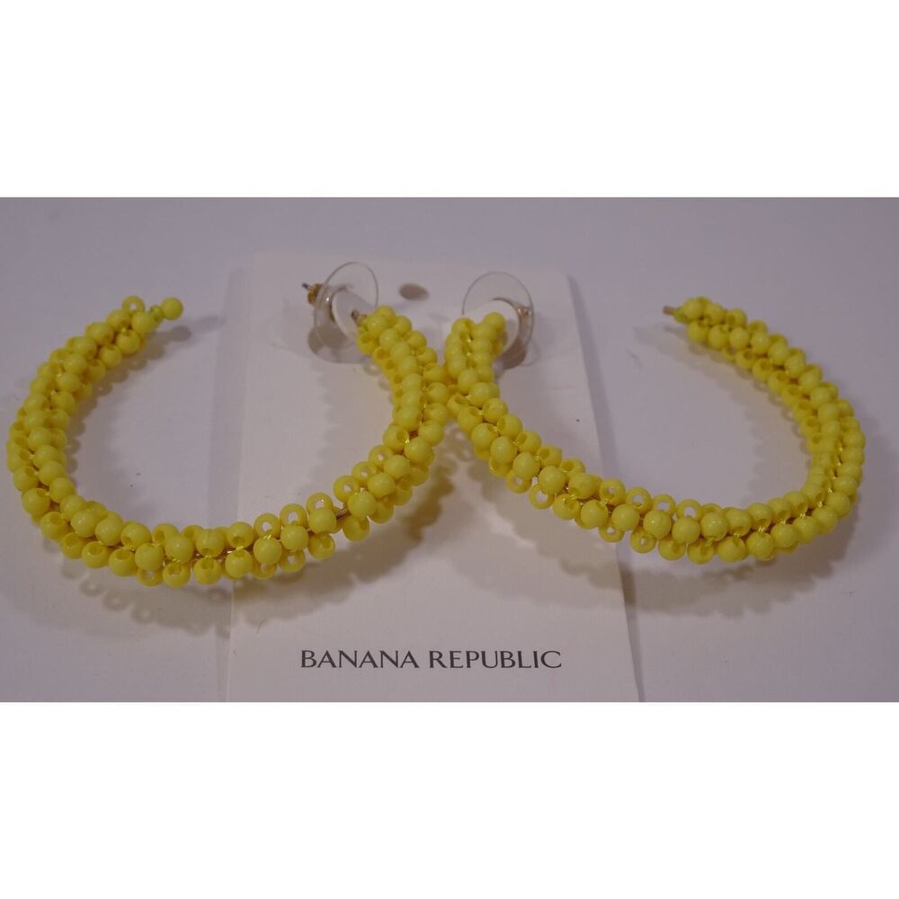 Banana Republic Women's Summer Fridays Bead Hoop EARRINGS NWT 48 Sunny - Picture 5 of 7